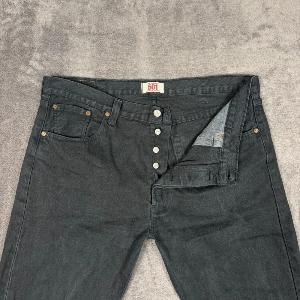 Levi's Jeans‎ Men 38x36 Black 501 Original Straight Leg Button Fly Denim Pants